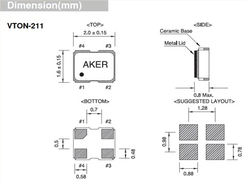 AKER晶振,VC-TCXO振蕩器,VTON-211晶振