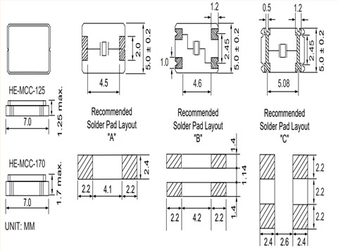 6G無線藍牙晶振|HEC陶瓷諧振器|HE-MCC-125A-44.000F-E