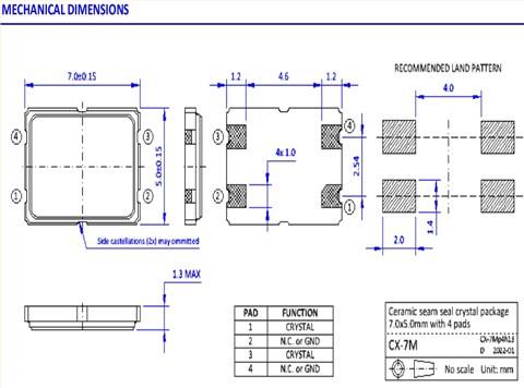 S7M33.0000F18E23-EXT,7050mm,S7M晶體,NKG無線局域網晶振,33MHZ