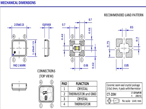 CT20M38.4000F10V13-100,CT20M熱敏晶振,NKG晶體,38.4MHZ,2016mm