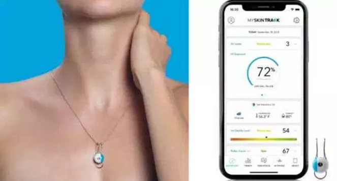 通過晶振連接手機的歐萊雅頸帶式傳感器可檢測皮膚狀態