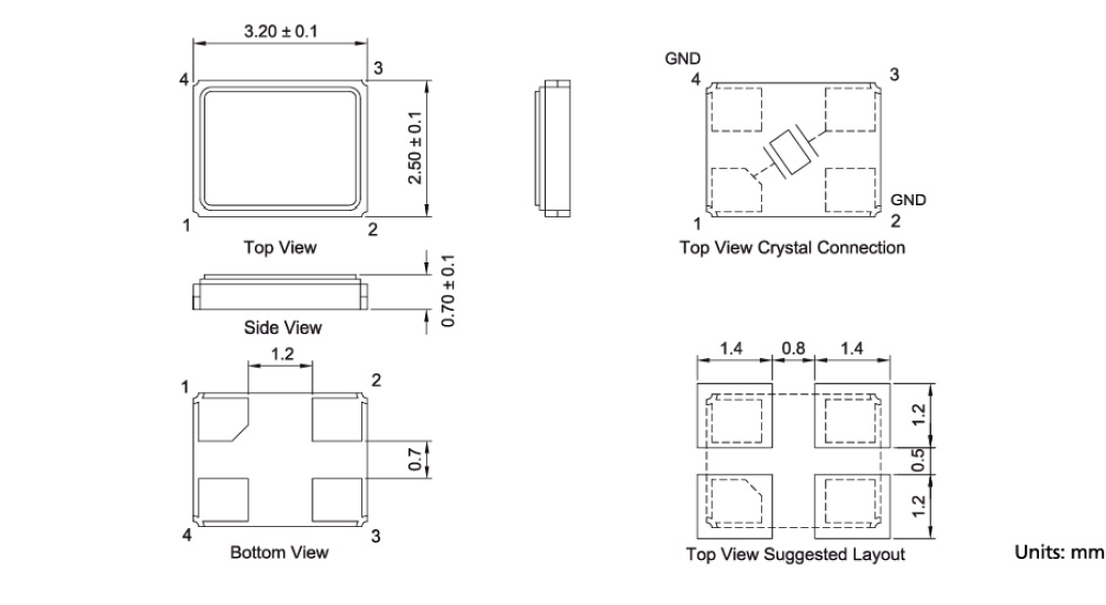 貼片型石英晶體諧振器,3225貼片晶振,7M晶振,7M-12.000MAHE-T晶振