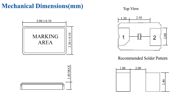 兩腳陶瓷諧振器,5032陶瓷面晶振,E5FA晶振,HCX-5FA晶振