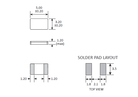 進口小體積無源晶振,陶瓷殼二腳5032諧振器,CC2A晶振