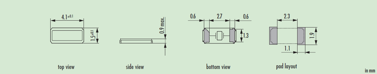 無源32.768K時鐘晶體,4115mm進口諧振器,JTX410晶振