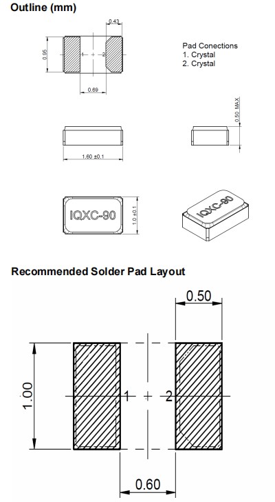 IQD晶振,IQXC-90晶振,1610mm無(wú)源晶振