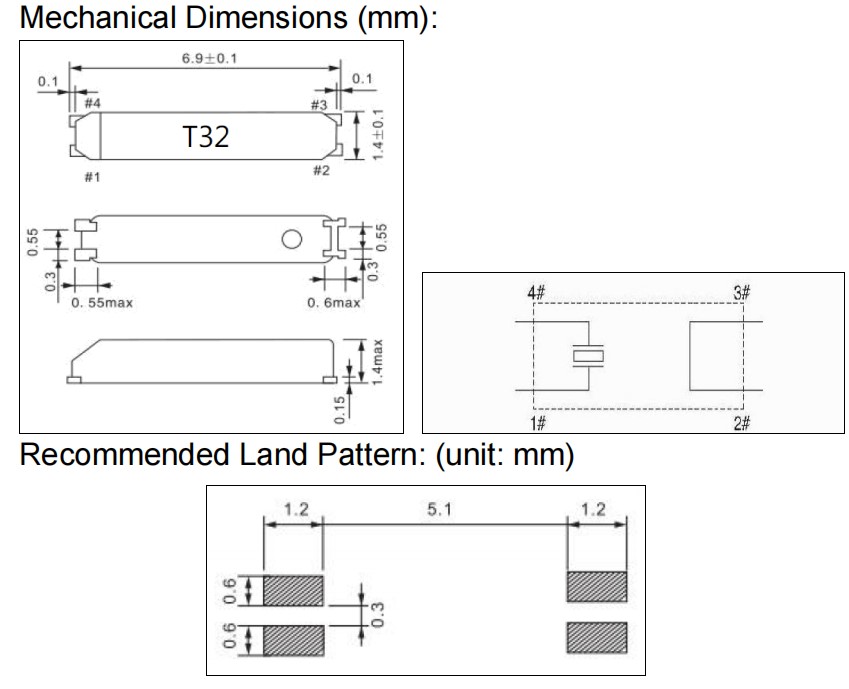 TZ0601C,32.768KHz,7015mm,TST嘉碩晶振,SMD晶體